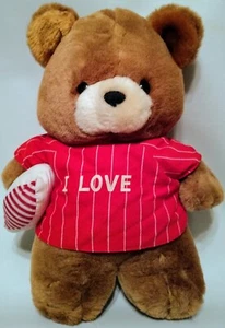 Vintage Applause Bearing I Love rotes Shirt mit Kissen Plüschtier Stofftier 12 Zoll - Bild 1 von 3