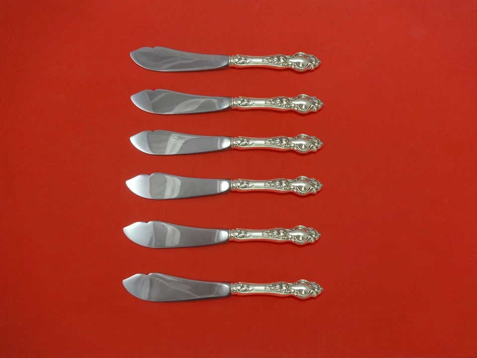 Juego de 6 cuchillos de trucha de plata de ley Violet by Wallace. HHWS Custom 7" Foto 1 de 1