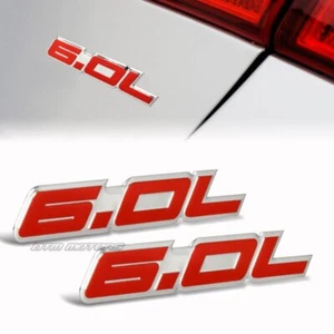 2X Universal 6.0 6.0 L Adhesivo Aluminio Rojo Emblema Tronco Insignia Pegatina Calcomanía - Imagen 1 de 3
