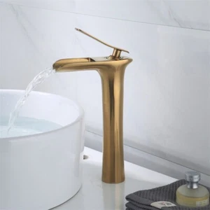 Grifo de lavabo lavabo de oro cepillado grifo de mango único - Imagen 1 de 8