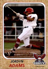 2018 Orem Owlz Update Grandstand #1 Jordyn Adams Cary North Carolina NC Card