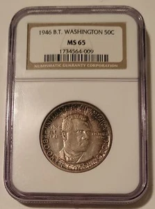 NGC 1946 Booker T Washington Commemorative Silver Half Dollar MS65 Toned* - Picture 1 of 4