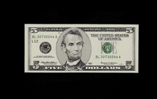 1999 San Fransisco $5 Federal Reserve Note Choice Crisp Uncirculated