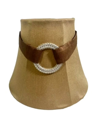 Pequeña Pantalla Beige UNO con Cinta Marrón y Hebilla Circular Frontal 4.5" x 6" NUEVA Foto 1 de 4