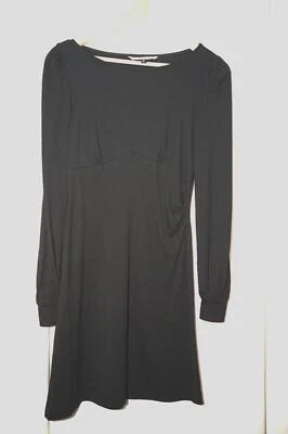 Diane Von Furstenberg Black Wool Dress Size 8 Womens Long Sleeves Scoop Neck Foto 1 de 4