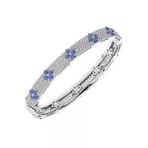 7.80 Carat Round Brilliant Cut Diamonds & Blue Sapphire Bracelet in 950 Platinum - Picture 1 of 4
