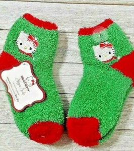 Hello Kitty Plush Slipper Socks 2 Pair Shoe Girls Size 7.5-3.5 - Picture 1 of 1