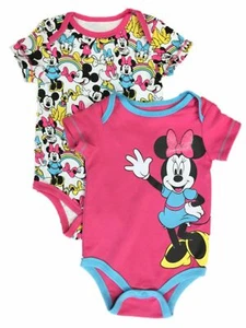 Disney Infant Girls 2pc Pink & Blue Minnie Mouse & Friends Bodysuit Set 0-3m - Picture 1 of 1