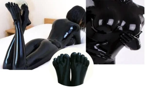 993 WOMEN LATEX CATSUIT WITH GLOVES AND TOES NECK ENTRY NO ZIP 3D BREAST - Picture 1 of 2