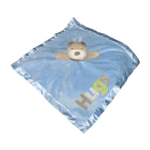 Carters Puppy Dog Hugs Lovey Rattle Blue Security Blanket Satin-Trim Baby Plush - Picture 1 of 5
