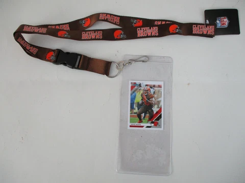 CLEVELAND BROWNS LANYARD WITH TICKET HOLDER PLUS COLLECTIBLE PLAYER CARD Cover