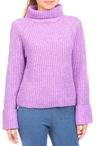 No Comment Lavender Turtleneck Sweater Cropped Soft Knit Junior Large NWT - Picture 1 of 4
