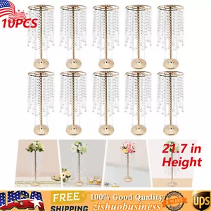10 Pc Crystal Flower Stand Table Centerpieces For Wedding Gold Flower Holder - Picture 1 of 18