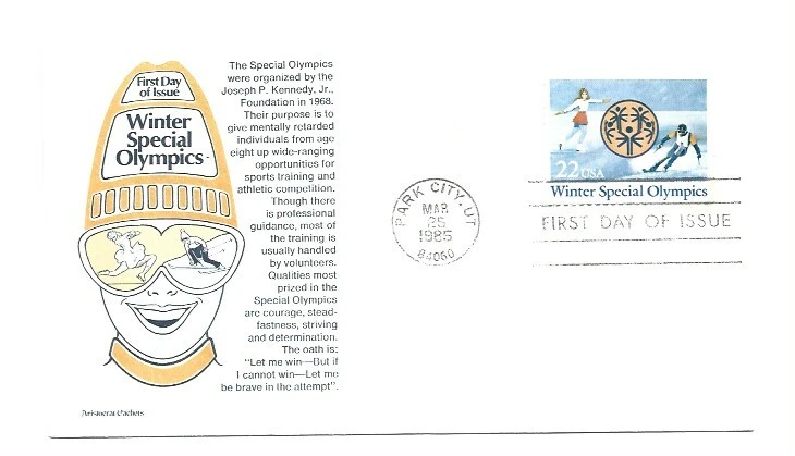 2142 Winter Special Olympics 1985 Aristocrat Cachets, FDC - Image 1 of 1