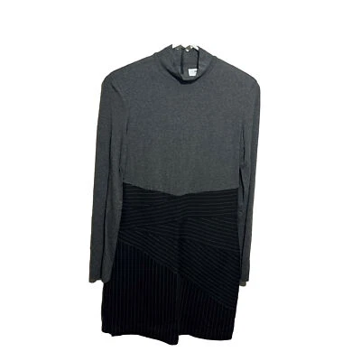 BAILEY 44 Long Sleeve Sz Small Dress Mock Neck Gray Black Striped Made In USA - Image 1 of 4