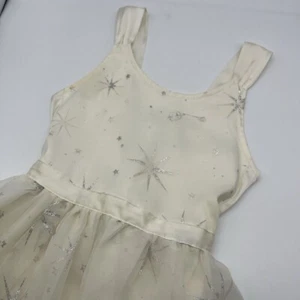 D. Signed Disney Dress Girl M 10 to 12 Silver Glitter Stars Hi Low Holiday - Picture 1 of 12