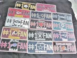 NFL METAL LICENSE PLATE #1 FAN NEW SEALED IN PLASTIC ON SALE - Picture 1 of 19