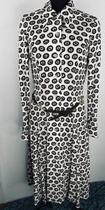 Vtg NOS Kaplan dress Tags Geometric Button Down long sleeve 70s 80s - Picture 1 of 12