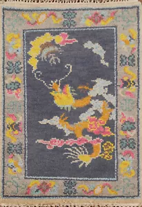 Exquisite Art Deco Floral Wool Rug Hand-Knotted 2x3 ft - Picture 1 of 17