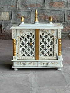 Templo Mandir de madera con jali bellamente hecho a mano pintado a mano para adoración - Imagen 1 de 7