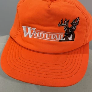 Vintage Whitetail Logo Cap Orange Embroidered Insulated Snapback Hat USA Made - Picture 1 of 6