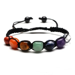 7 Chakra Bracelet Genuine Crystal Gemstone Beads New Bohemia Ethnic Jewellery - Picture 1 of 24