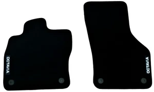 Front Car Floor Mats For Skoda Octavia Velour Waterproof Black Carpet Liners 2pc - Picture 1 of 6