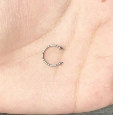 THE TINIEST 2mm Spikes 16g 8mm diameter Surgical Steel Septum Horseshoe. - Image 1 of 4