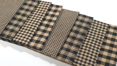 Примитивный антикварный черный желтовато-коричневый клетчатый клетчатый клетчатый домотканый лоскутное одеяло кукла ткань лом лот - Изображение 1 из 4