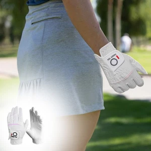 Damen Linkshand Rechts Mikrofaser Golfhandschuhe Paar Allwetter Grip Hot Wet - Bild 1 von 11