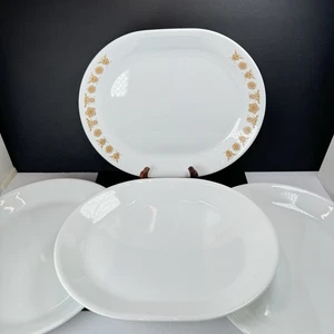 Servizio piatti ovale Corelle By Corning lotto di 4 farfalle oro bianco 12x10 vintage - Foto 1 di 19