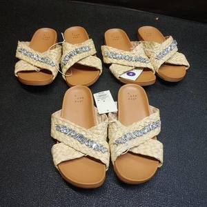 Lot Of 3 Ladies A New Day Almond Phylis Raffia Slide Sandals - Size 6 - Picture 1 of 7