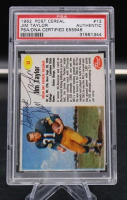 1962 Post Cereal Jim Taylor Signed #13 Green Bay Packers Auto PSA/DNA ZJ20619 - Image 1 of 2