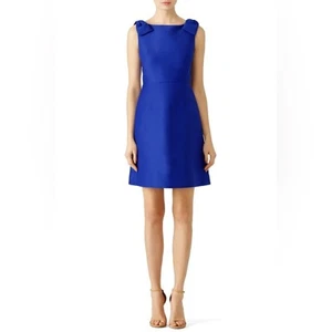 Abito Kate Spade doppio fiocco strutturato blu cobalto nuovo senza etichetta - Foto 1 di 12