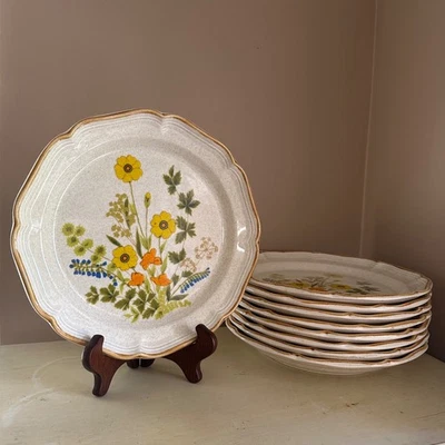 Mikasa Garden Club Fresh Floral Salad Plates Set of 9 EC404 Japan - Image 1 of 4