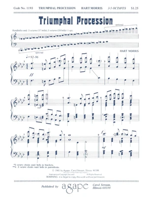 Triumphal Procession Sheet Music 3-5 Octave Handbells 1985 Morris Agape 1193 - Image 1 of 2