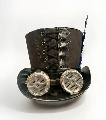 Steampunk Black   Top Hat 60cm  With Hand Crafted Goggles - Image 1 of 4