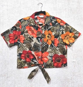Camisa Kathy Che Hawaiana Corta con Corbata Para Mujer Talla 14 Tropical Playa Vacaciones - Imagen 1 de 5