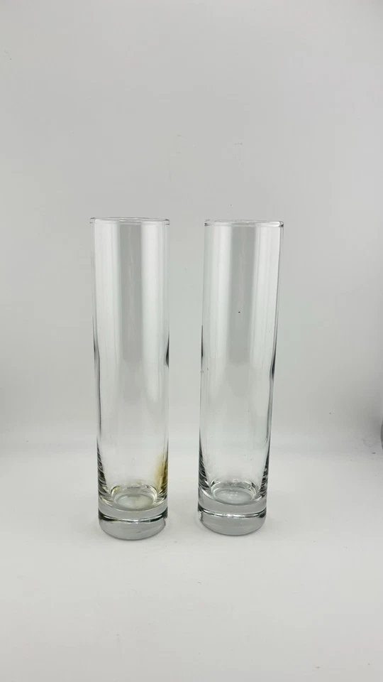 一对透明玻璃圆筒芽花瓶 Libbey,7.5 英寸美国制造 — 第 1/4 张图片