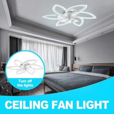 Modern LED Ceiling Fan with Light and Remote Dimmable Ceiling Fan Lamp White - Image 1 of 4