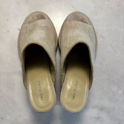 Zapatos de plataforma formales Free People de gamuza de cuero beige punta abierta para mujer talla 7,5 Foto 1 de 4