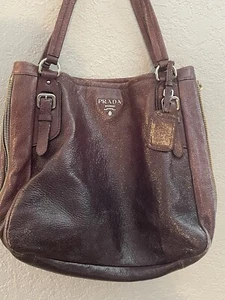 Prada Cervo Lux Bag Deep Plum - Authentic - Picture 1 of 24
