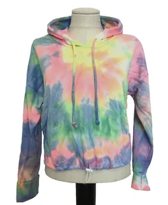 RUE21 Multi-Color Tie-Dye Waist Length Knit Pullover Hoodie Jacket Sz S - Picture 1 of 7