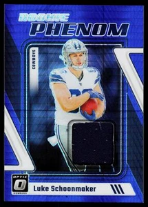 Luke Schoonmaker RC 2023 Panini Donruss Optic PATCH Rookie Phenom Dallas Cowboys - Picture 1 of 2