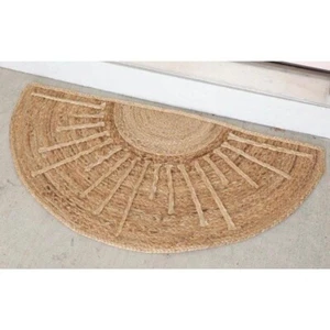 Jute Rug Half Circle Beige Natural handmade floor Doormat - Picture 1 of 2