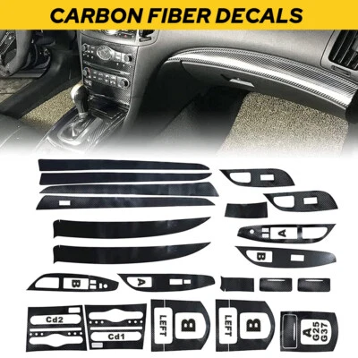Interior Carbon Fiber Look Wrap Sticker Decal Trim for 2010-16 Infiniti G25 G37 - Image 1 of 4