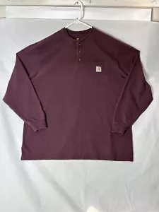 Carhartt Camicia Uomo XL Rossa Manica Lunga Henley Abbigliamento da Lavoro Pesante Tasca Tee - Foto 1 di 17