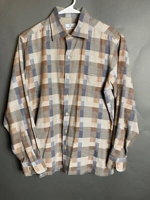 Camisa De Colección Neiman Marcus Ligera Algodón Poliéster Cuadros Abotonada Talla M Foto 1 de 4