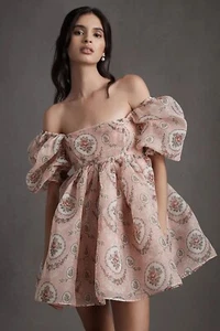 NWT SELKIE Sz S RAPUNZEL PUFF SLEEVE MINI DRESS - Picture 1 of 4