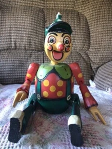 Wooden Pinnochio Jointed Puppet Coin Bank Toy Vintage - Picture 1 of 12